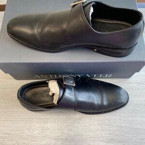Anthony Veer Mens Roosevelt Single Monk Strap Shoes Black Size 10.5D Defected